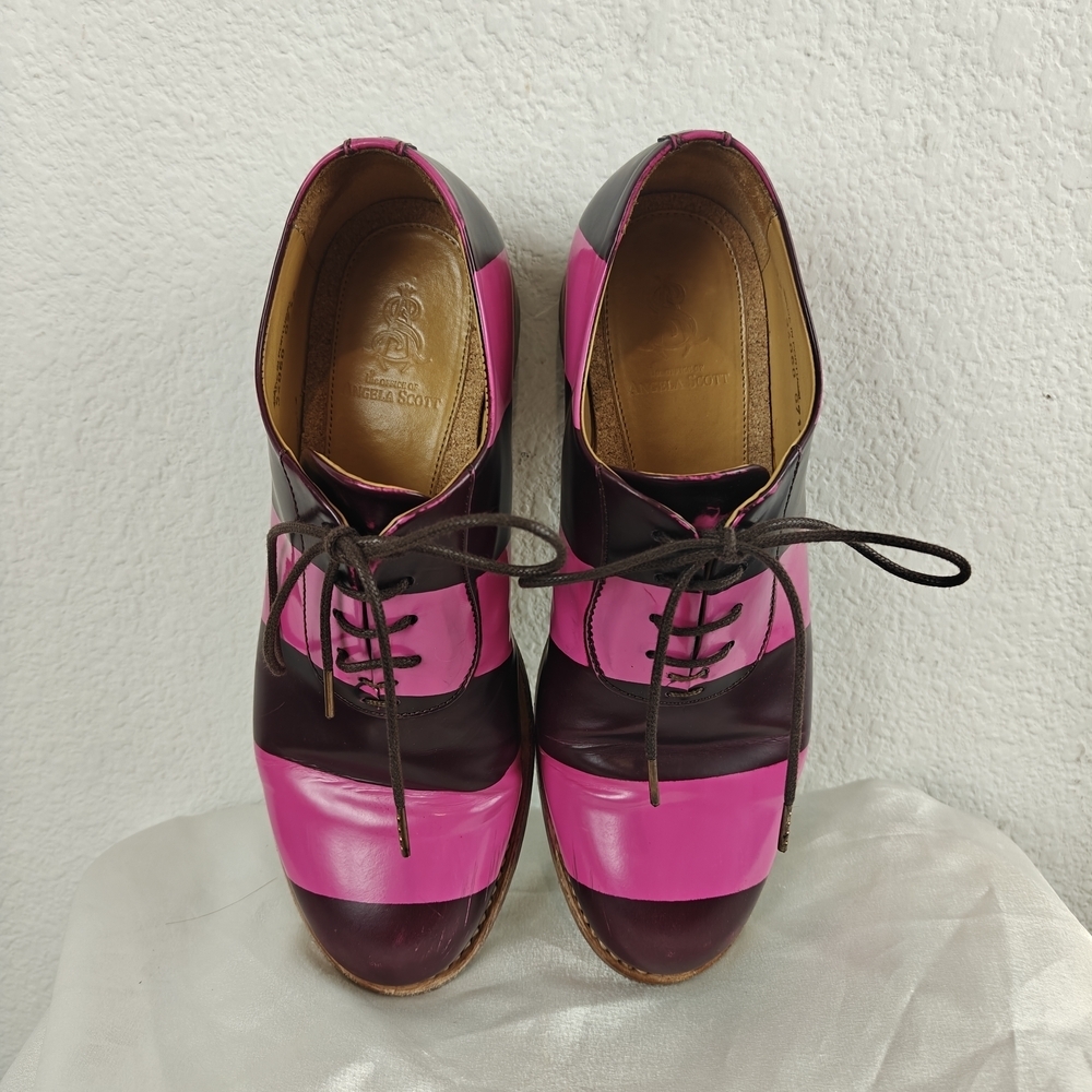 The Office of Angela Scott Colorblock Leather Oxford Shoes Sz 37 (US 6.5) Preppy - Picture 13 of 16